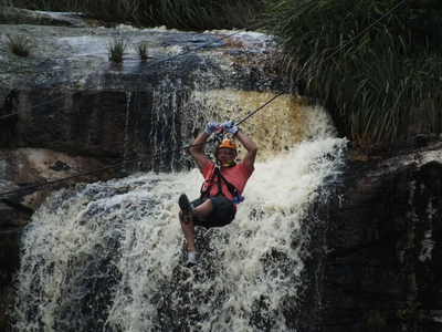 Waterfall zipline tours over the Kruis River Waterfall zipline tours over the Kruis River